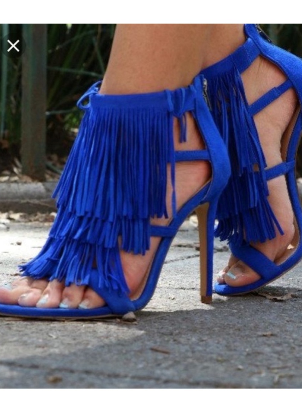 Steve Madden Royal Blue Fringe Strappy High Heels